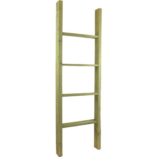 Ekena Millwork 19"W x 60"H x 3 1/2"D Vintage Farmhouse 4 Rung Ladder, Barnwood Decor Collection, Restoration Green DECR019X060X04LDRGR - main